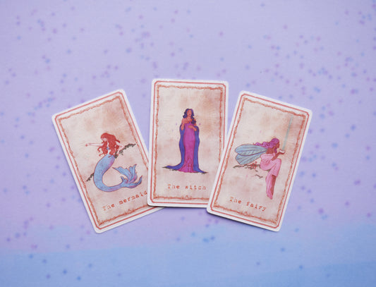 Mystical Tarot Card Stickers, mermaid, witch, fairy