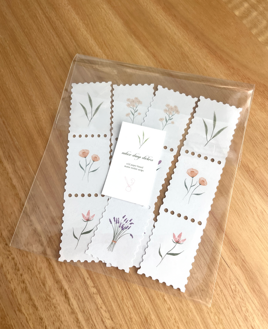 Nature Stamp Stickers | Vintage Nature Aesthetic Paper Stickers for Journaling & Scrapbooking