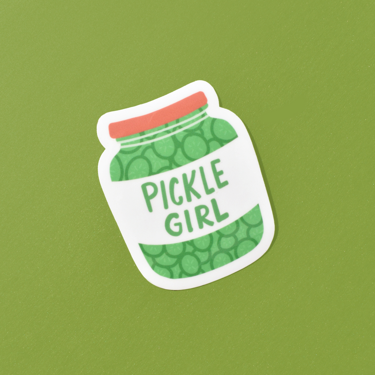 A pickle girl sticker decal for pickle lovers