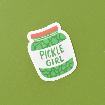 A pickle girl sticker decal for pickle lovers