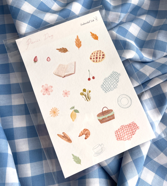 Picnic Day Washi Sticker Sheet | Picnic Aesthetic Washi Stickers for Journaling & Scrapbooking