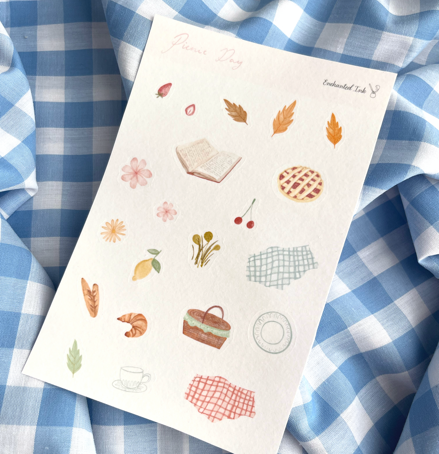 Picnic Day Washi Sticker Sheet | Picnic Aesthetic Washi Stickers for Journaling & Scrapbooking