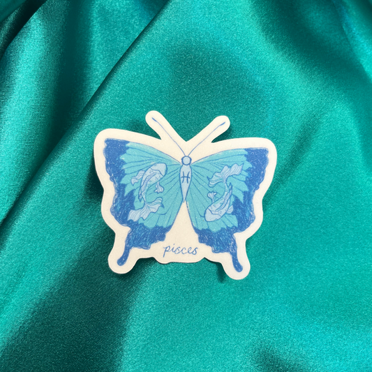 Pisces Zodiac Butterfly Vinyl Sticker