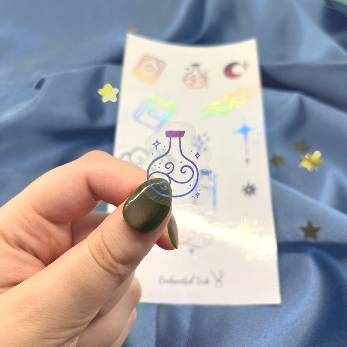 Magical Silver Holographic Clear Sticker Sheet