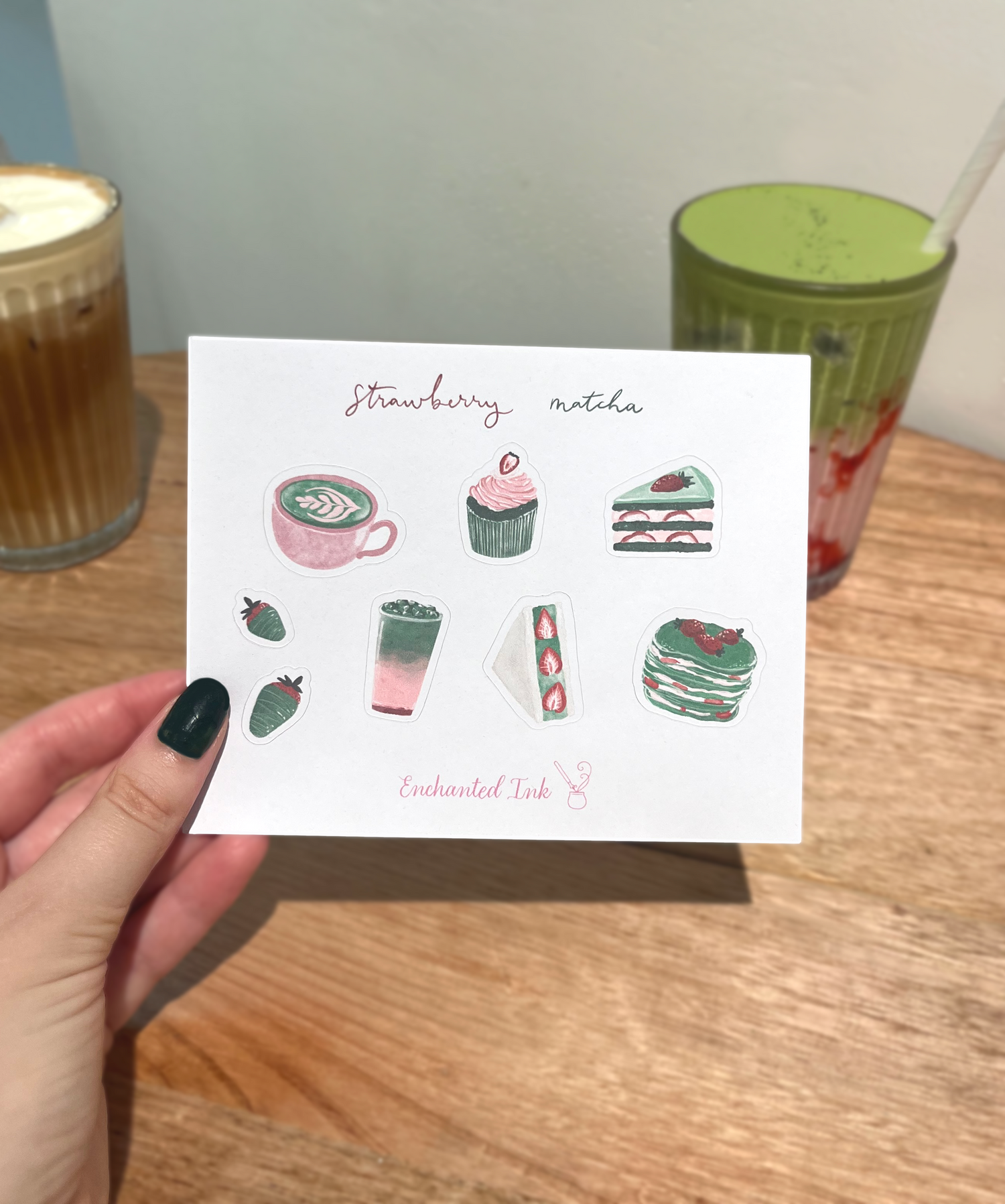 Strawberry Matcha Sticker Sheet