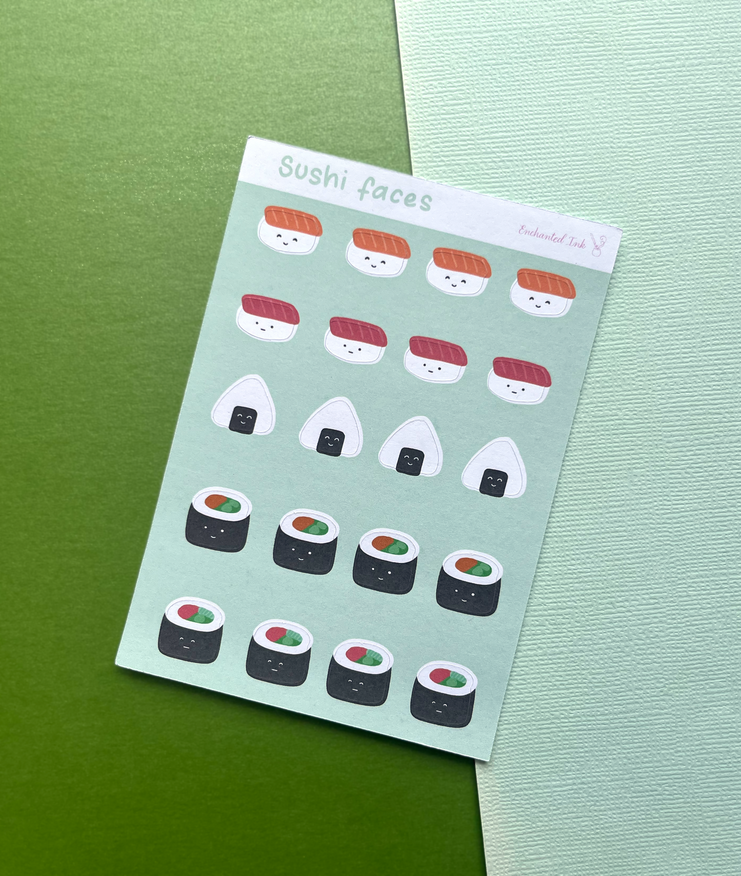 Sushi Faces Sticker Sheet | Kawaii Sushi Stickers for Journaling & Scrapbooking