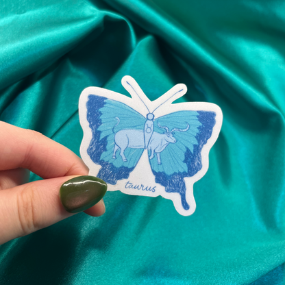 Taurus Zodiac Butterfly Vinyl Sticker