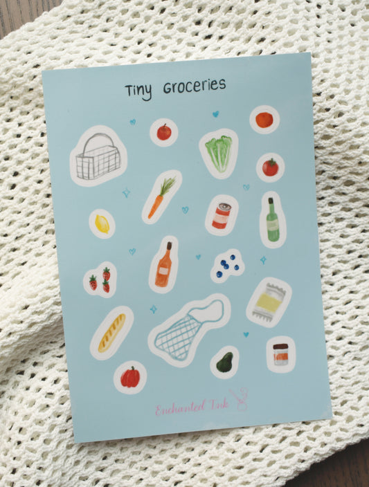 Tiny Groceries food Clear Sticker Sheet