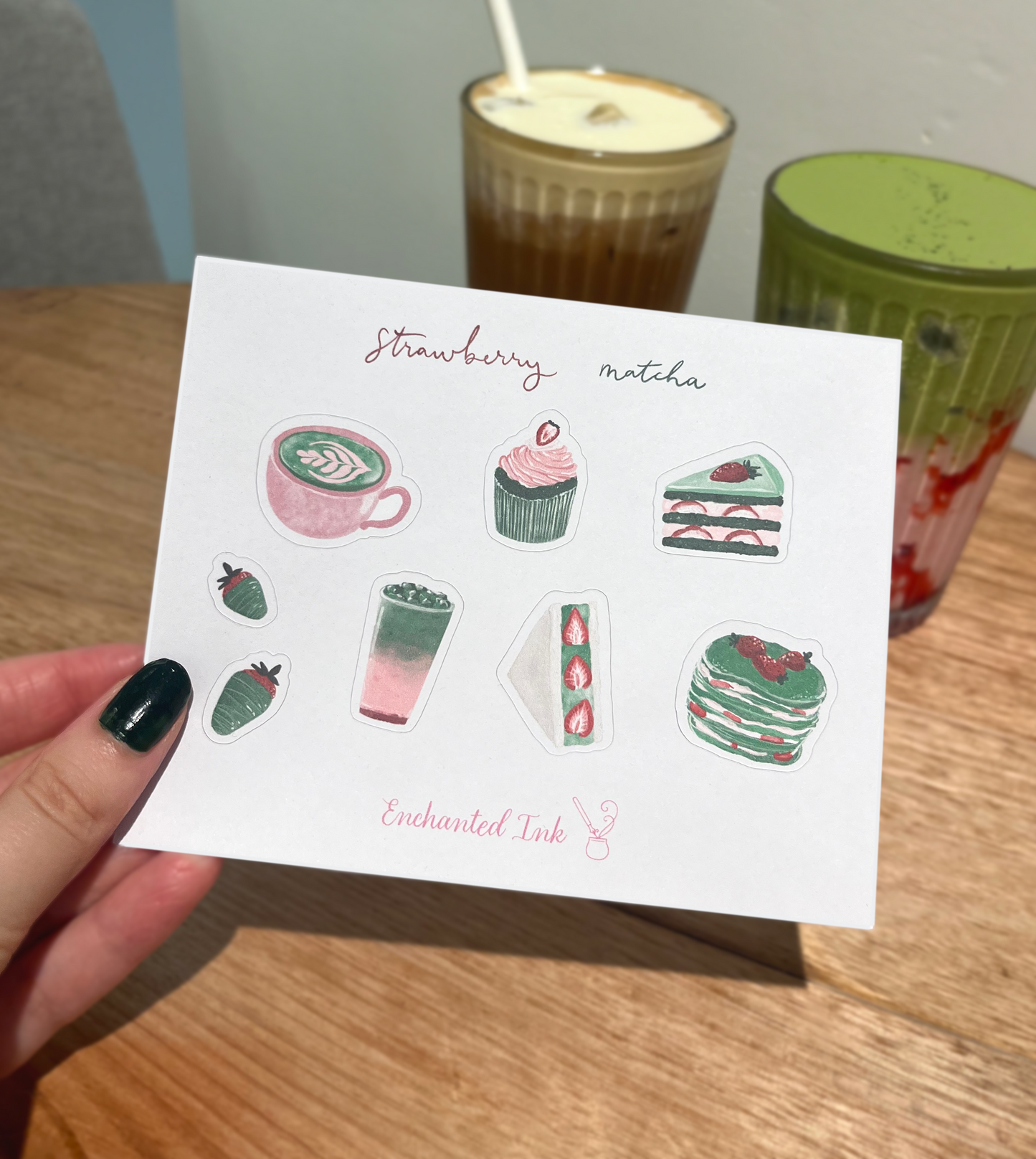 Strawberry Matcha Sticker Sheet