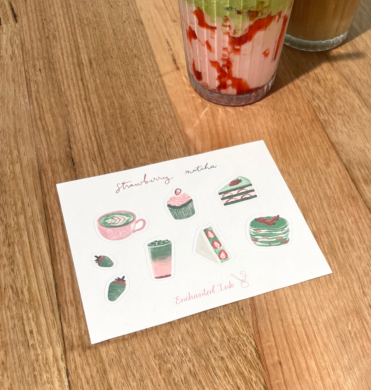 Strawberry Matcha Sticker Sheet