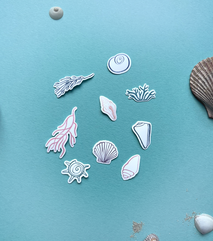 Ocean Flake Vinyl Stickers | Sea Aesthetic Stickers for Journaling & Scrapbooking