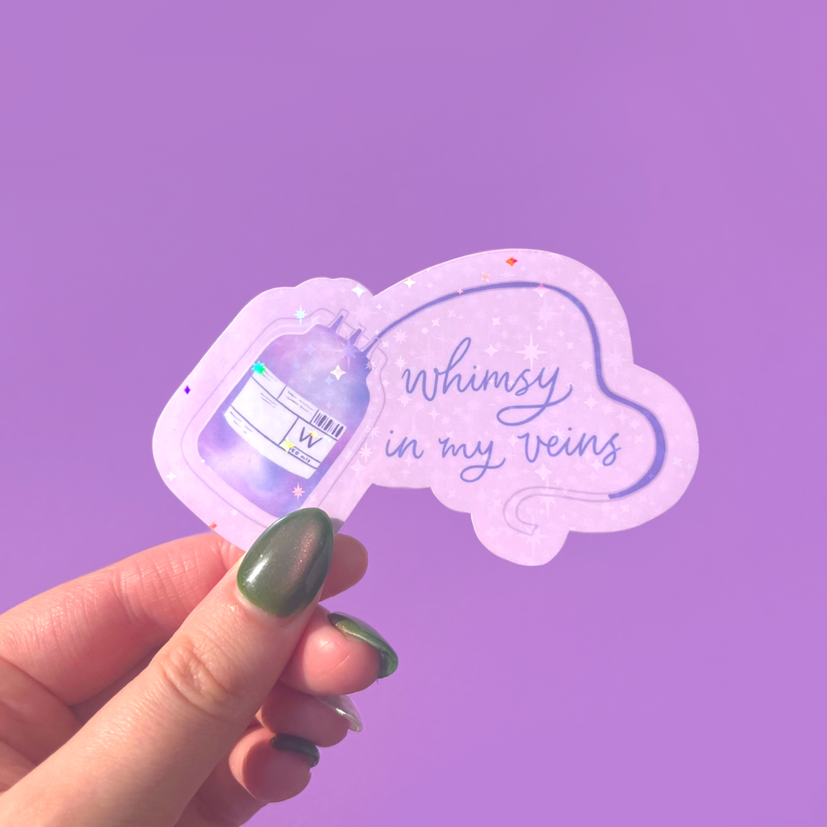 Whimsy In My Veins Vinyl Holographic Sticker