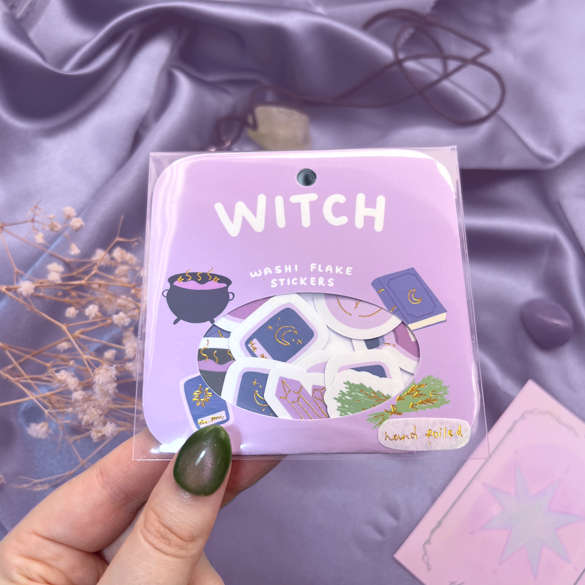 Witch Washi Flake Gold Foil Stickers