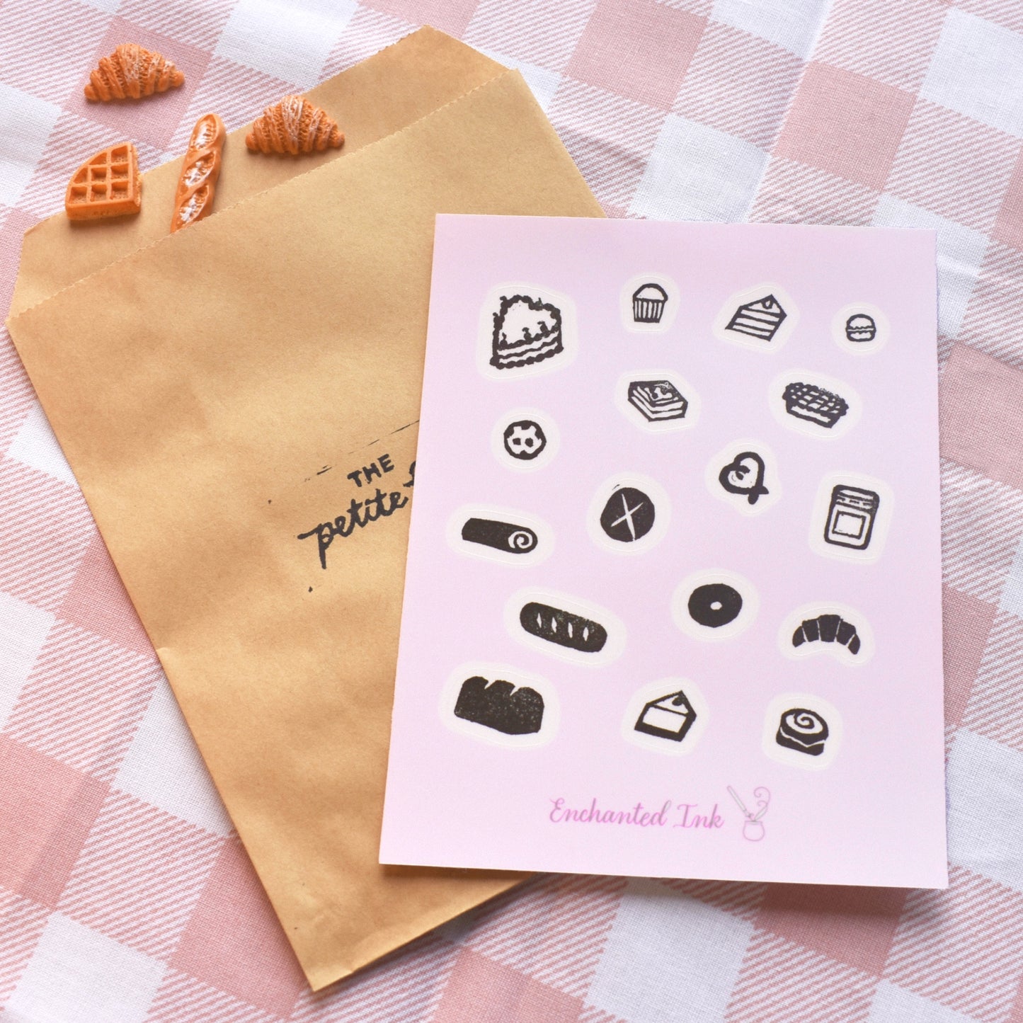 Bakery stamp clear sticker sheet with cozy bakery illustrations