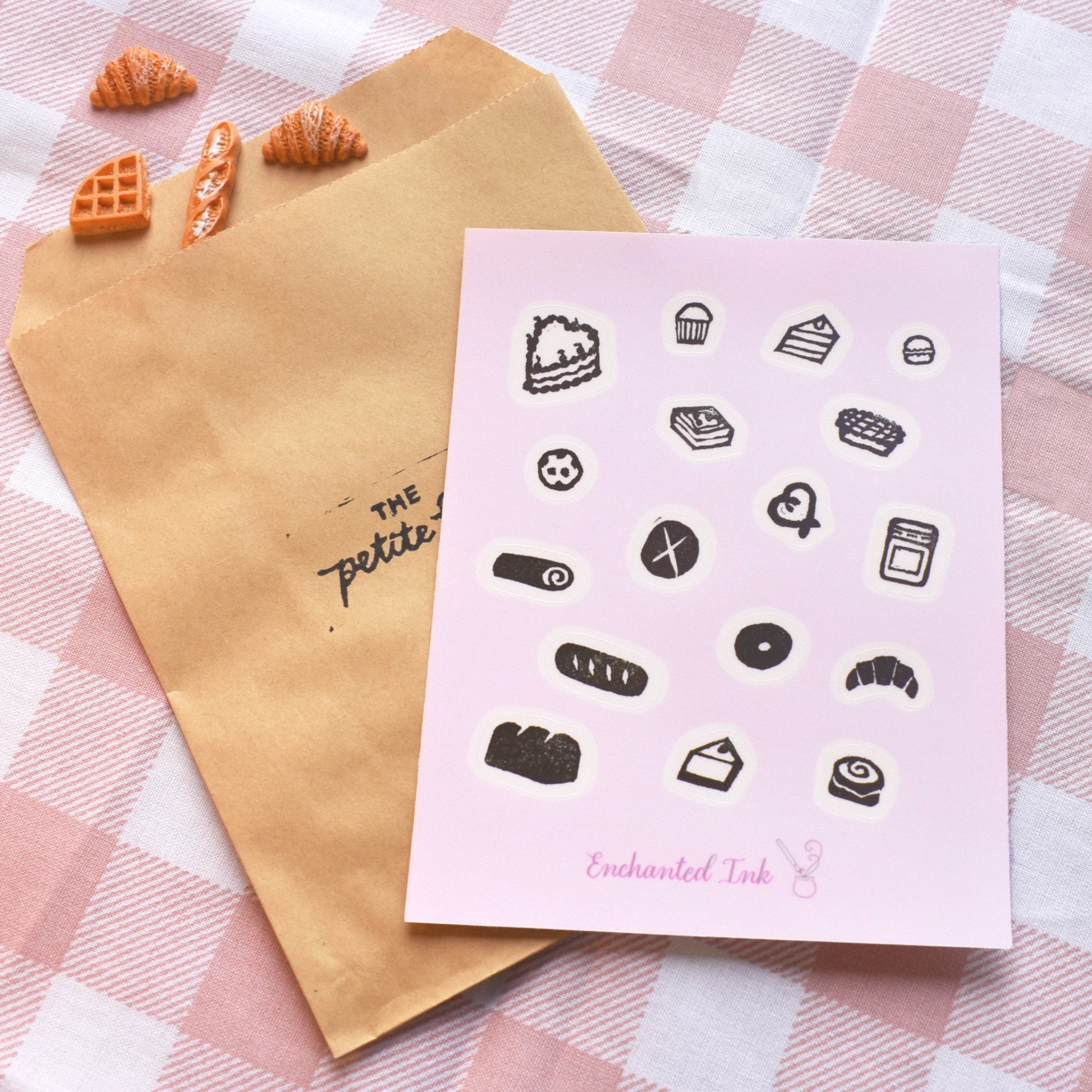 Bakery stamp clear sticker sheet with cozy bakery illustrations