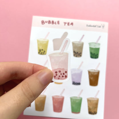 Boba tea aesthetic stickers for journaling and planners
