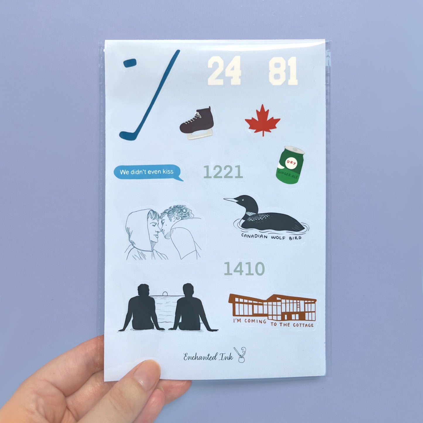 Romance trope vinyl sticker sheet with hockey theme