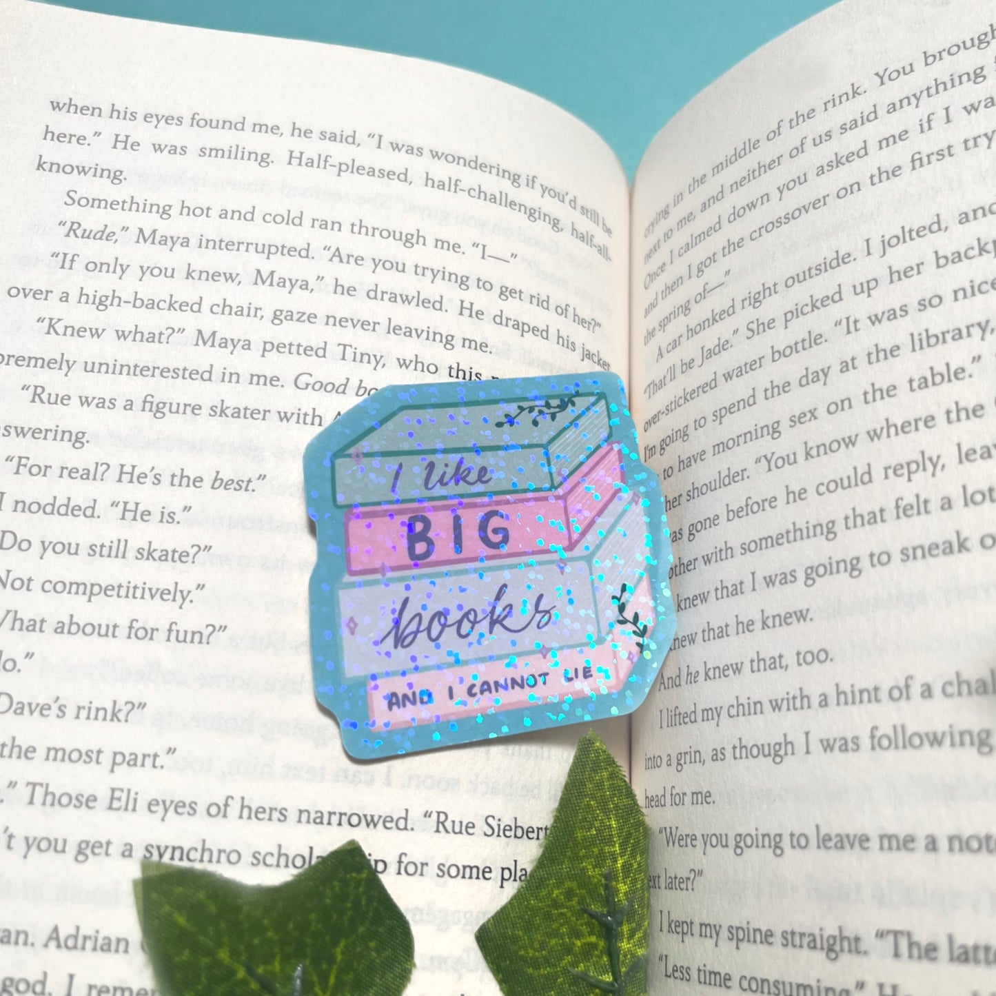Holographic book lover sticker styled on a open book