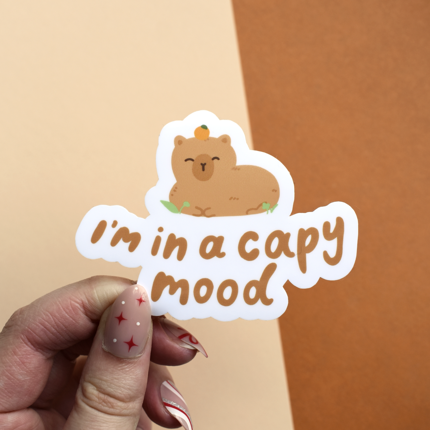 Cute capybara vinyl sticker with capy mood design