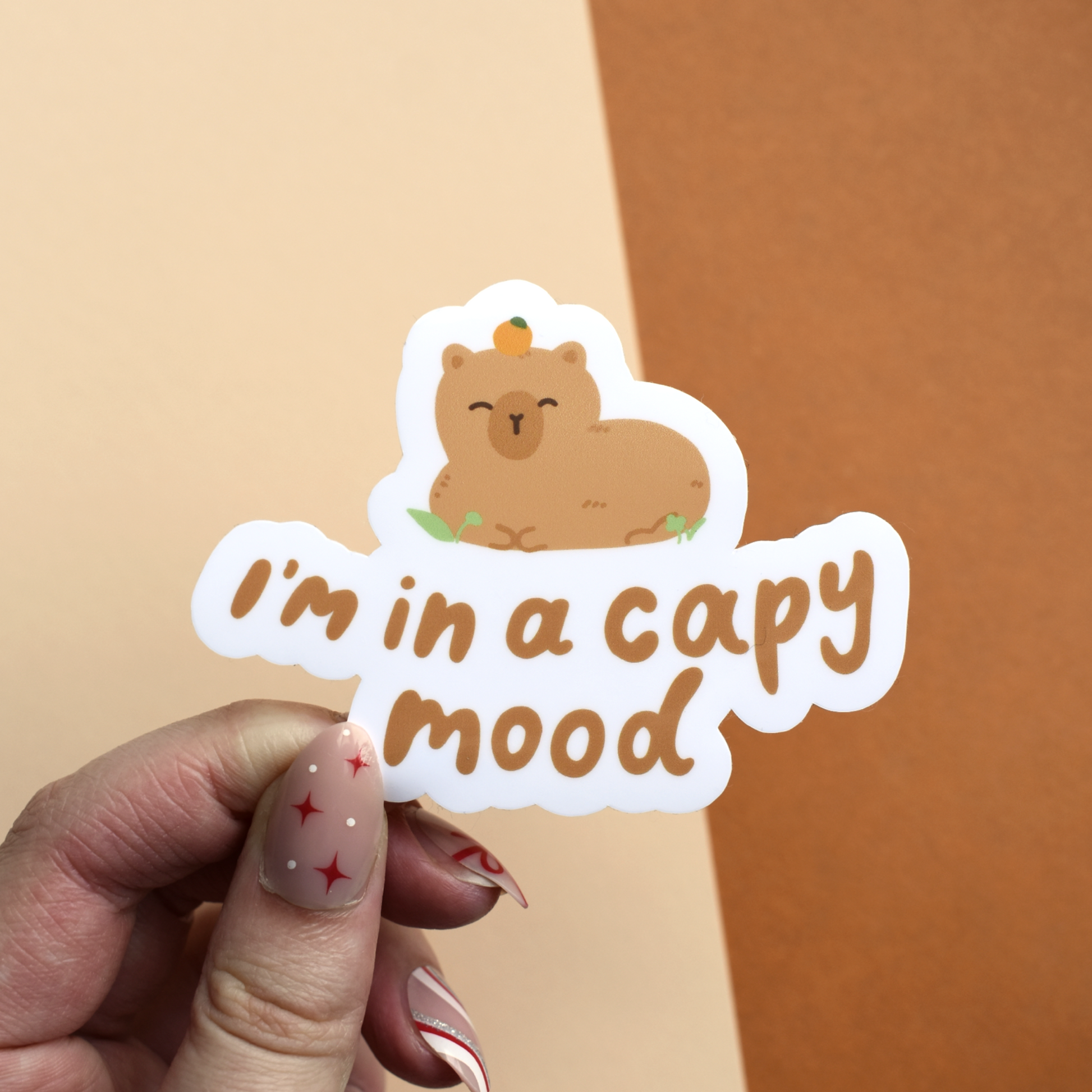 Cute capybara vinyl sticker with capy mood design