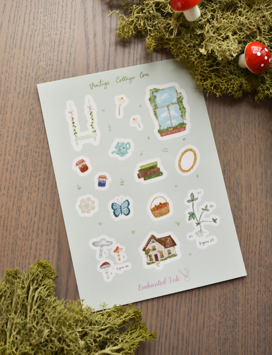 Vintage Cottage Core Clear Sticker Sheet