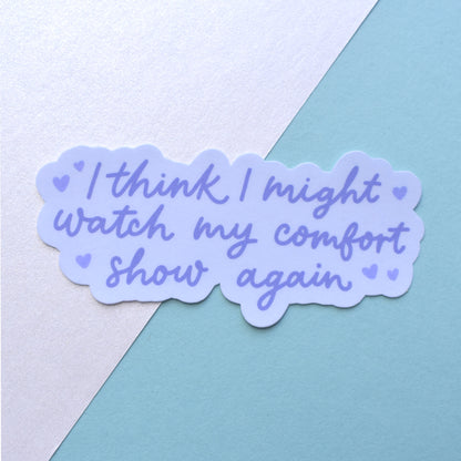 Cozy binge watch sticker for laptops and journals