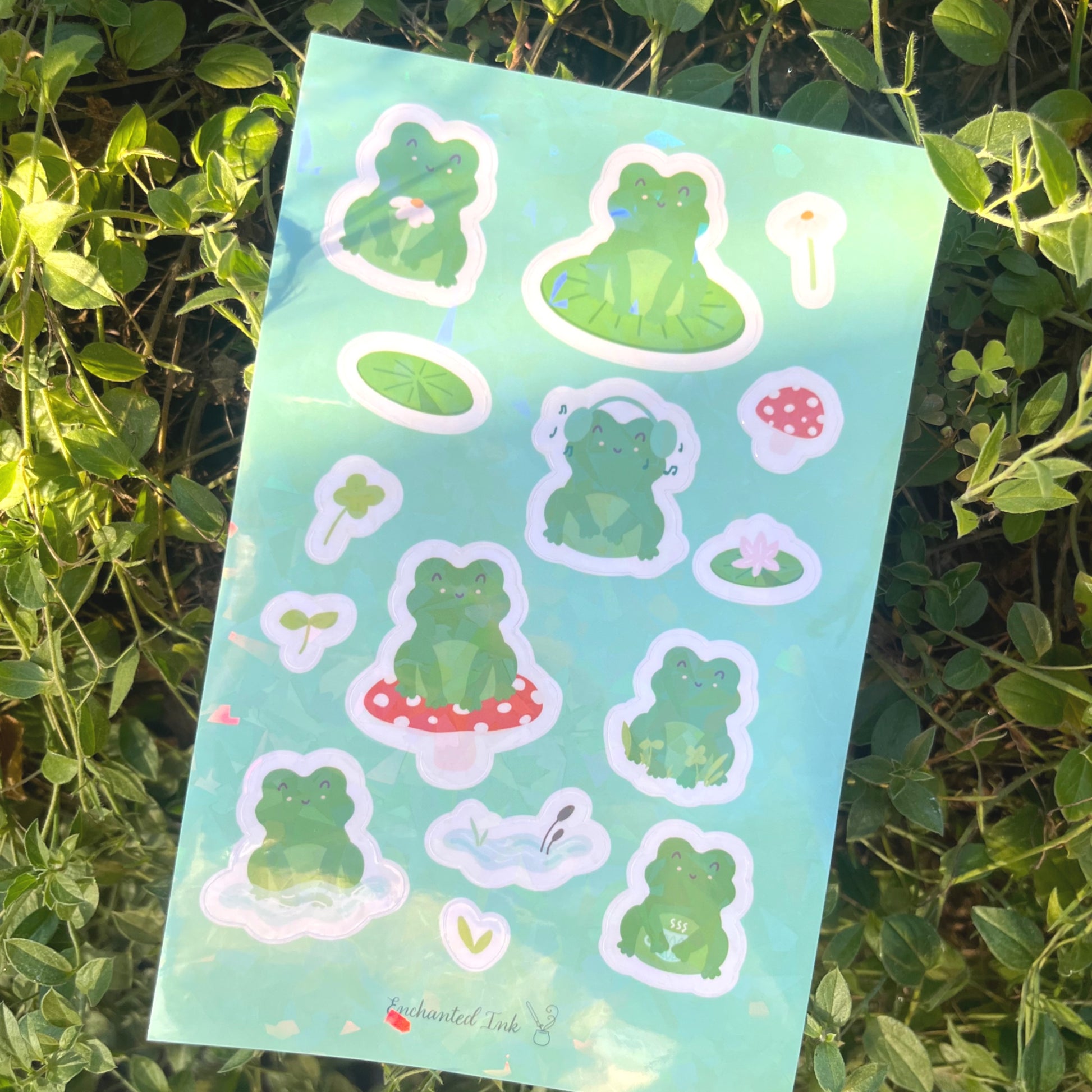 Cute frog waterproof vinyl stickers for journals and planners