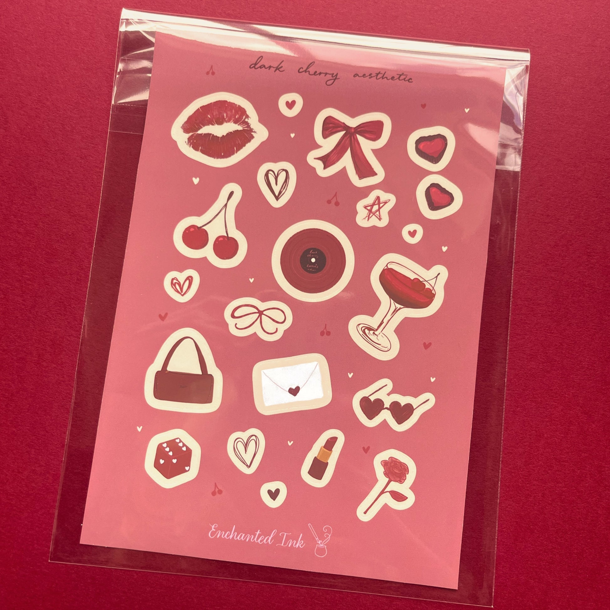 Vintage-inspired cherry sticker sheet
