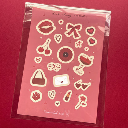 Vintage-inspired cherry sticker sheet