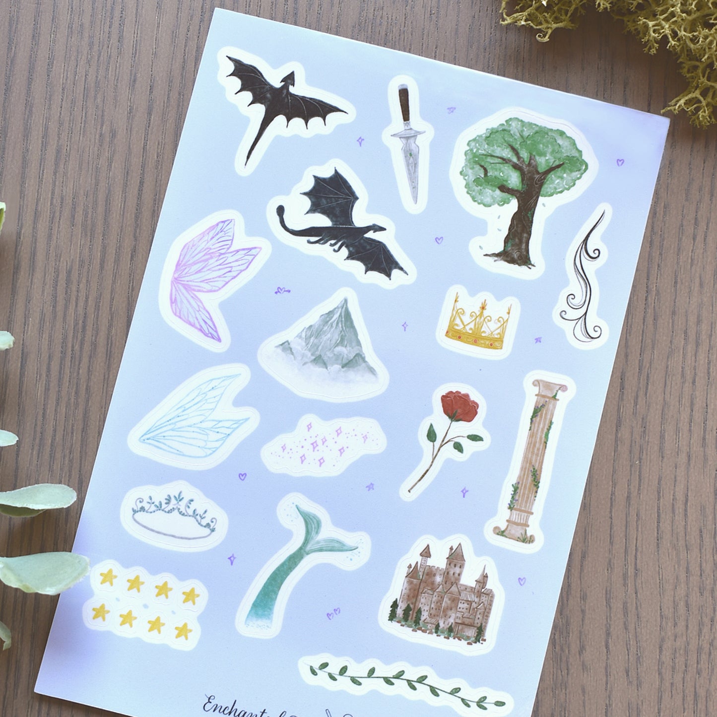 Fantasy reading sticker sheet for scrapbooking and stationery