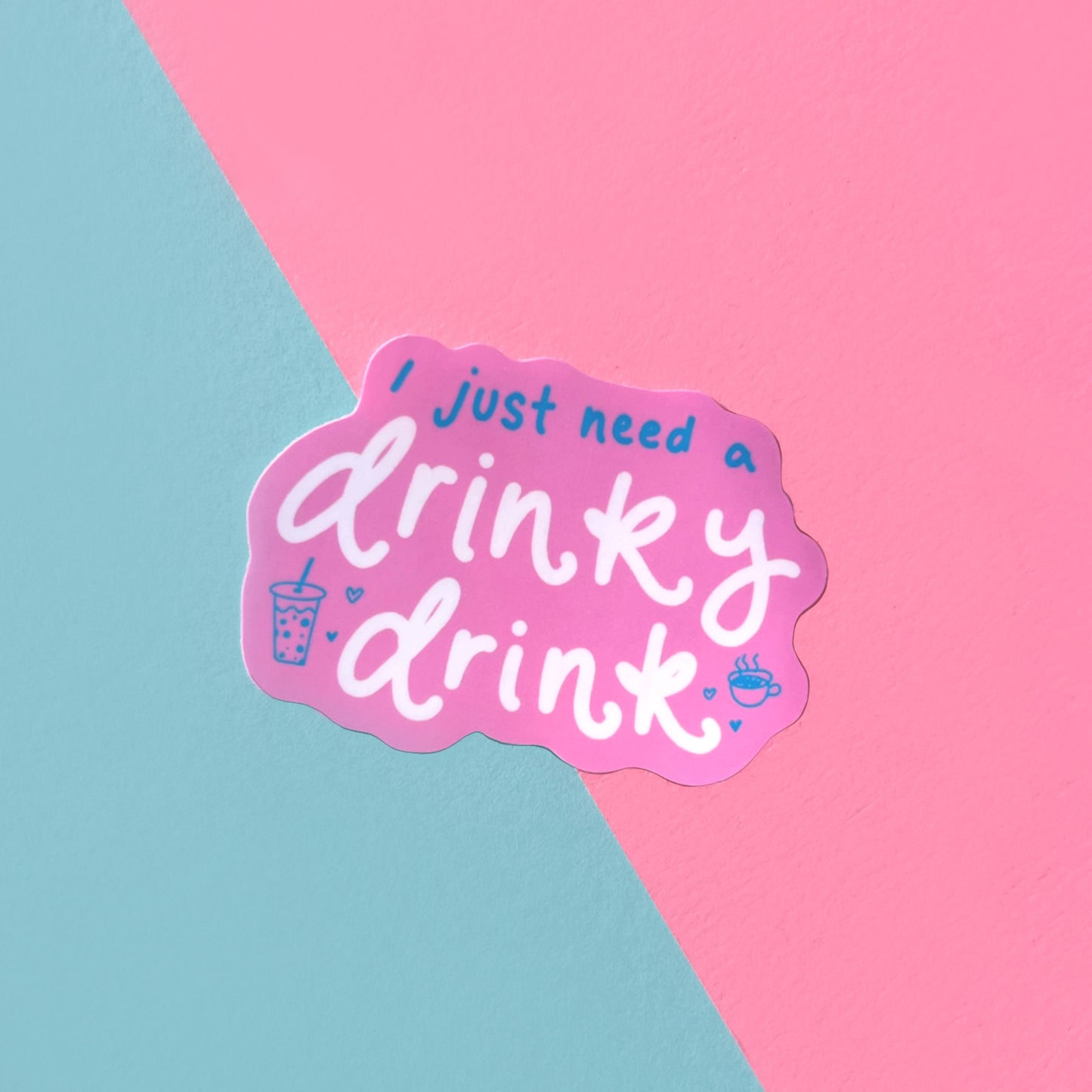 Drinky drink holographic vinyl sticker with cute drink design