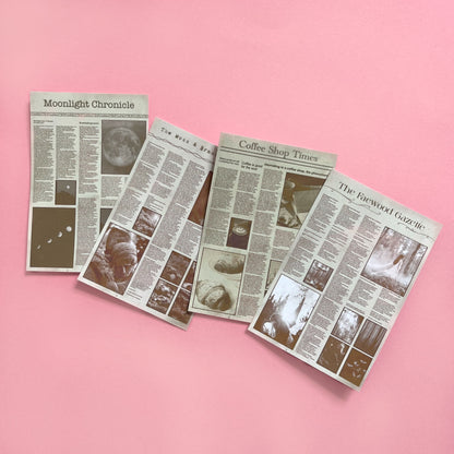 Fantasy and cozy aesthetic newspaper ephemera set