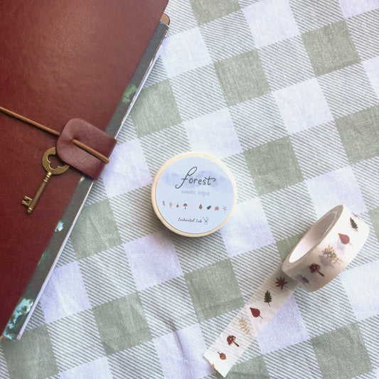 Forest washi tape with woodland nature illustrations