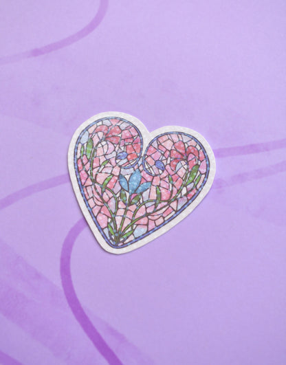 Stained Glass Heart Waterproof Sticker