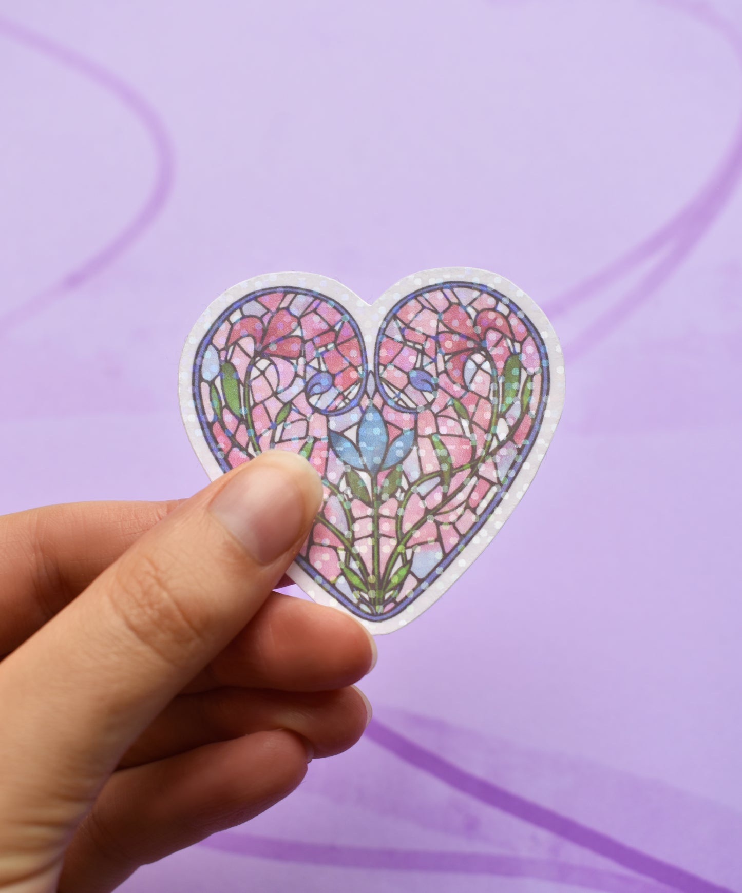 Stained Glass Heart Waterproof Sticker