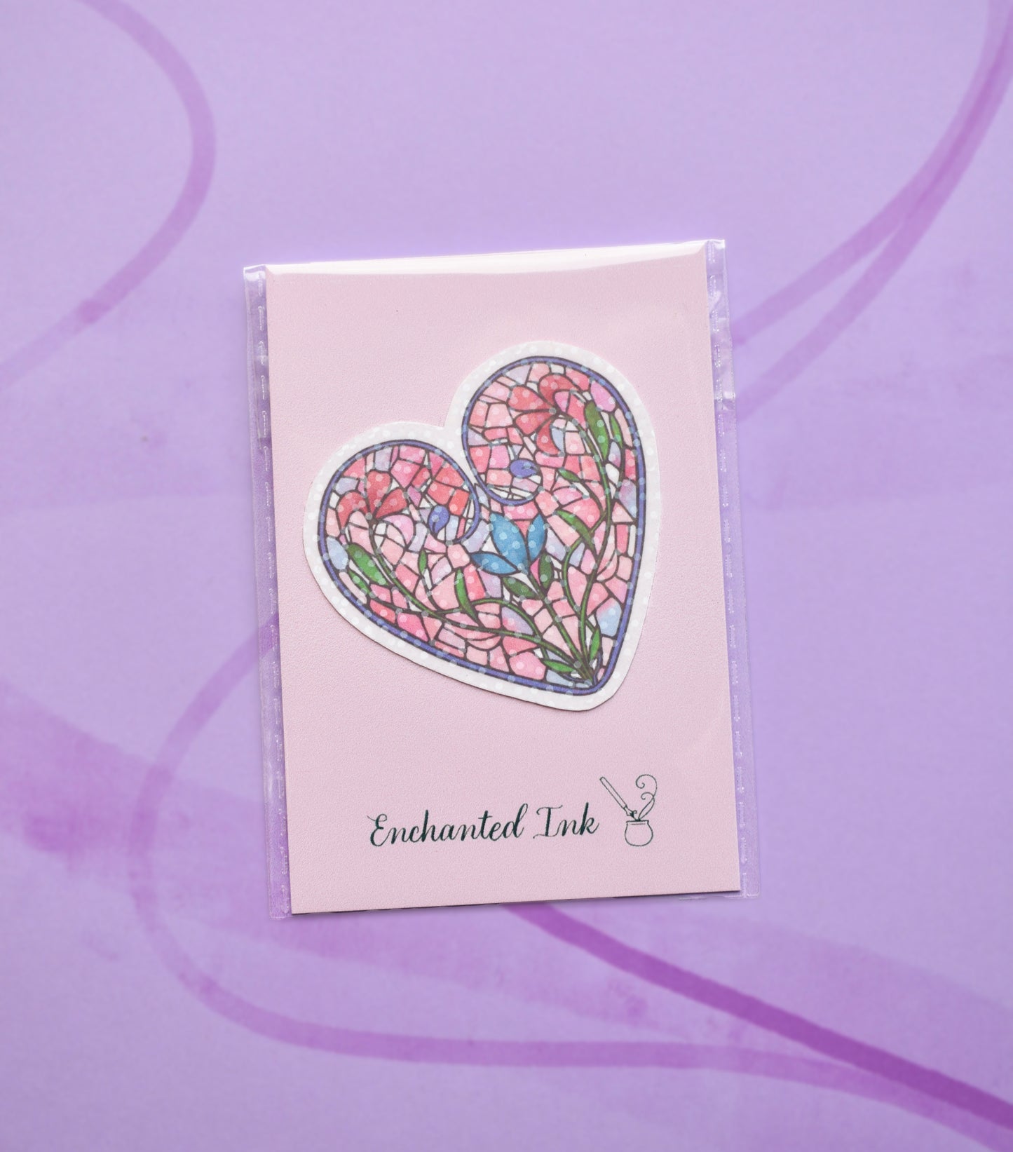 Stained Glass Heart Waterproof Sticker