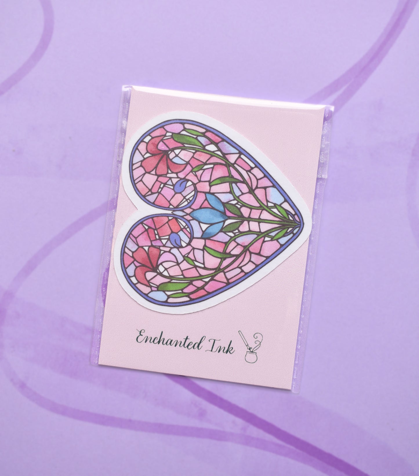 Stained Glass Heart Waterproof Sticker