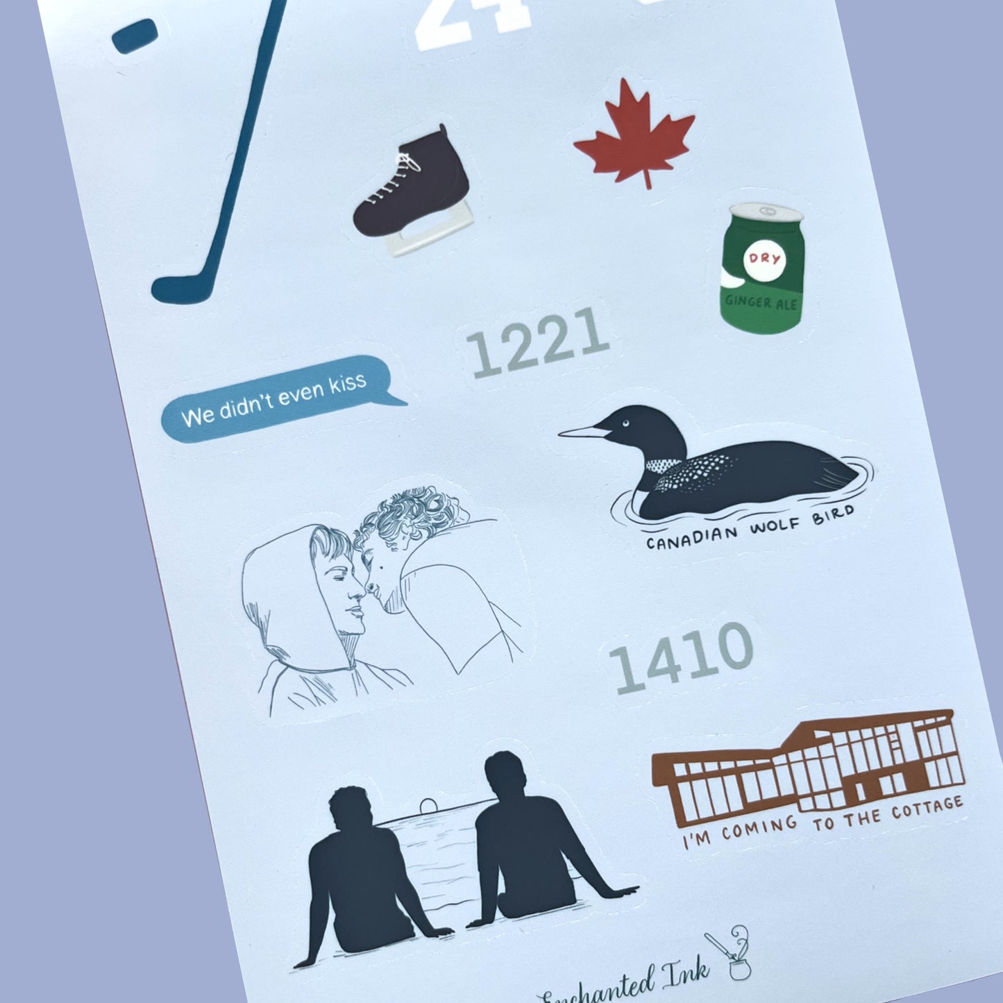 Bookish hockey romance inspired stickers for journaling