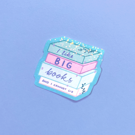 Close-up of holographic vinyl bookish sticker catching the light