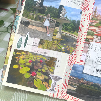 Italian garden stickers used in an elegant journal spread