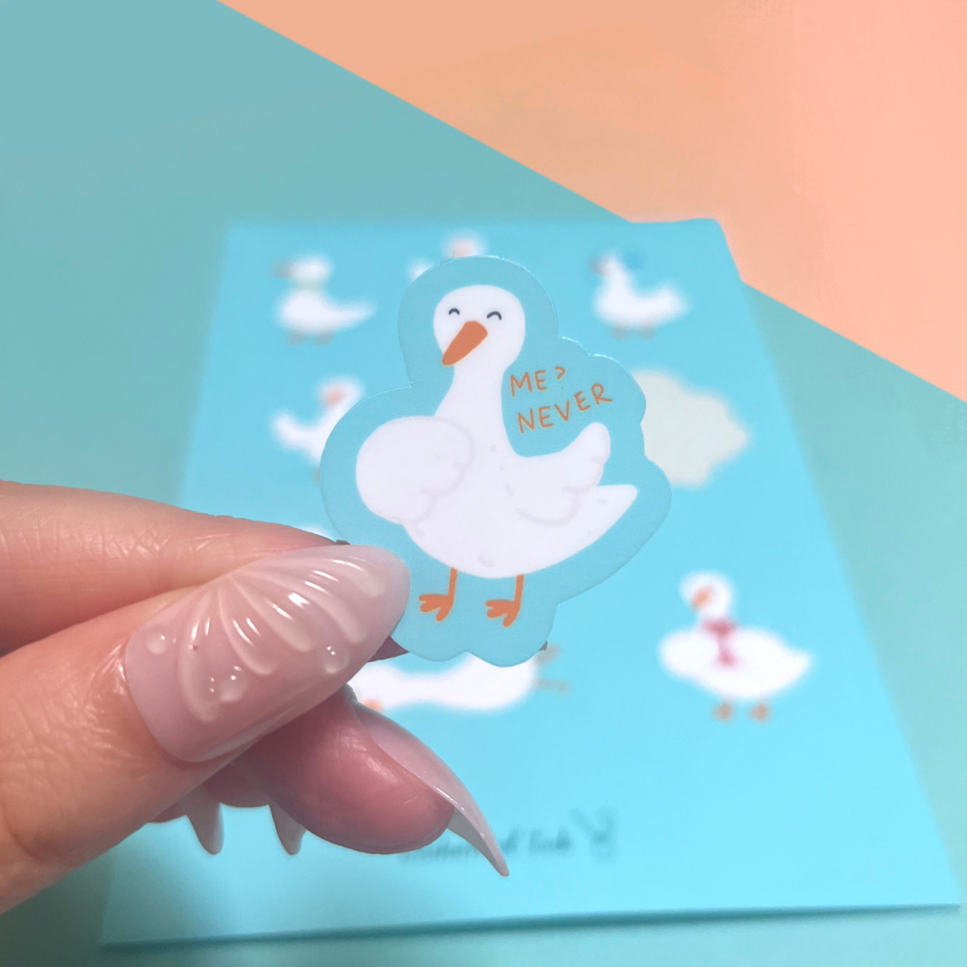 Close up of Duck planner stickers kawaii animal vinyl sticke