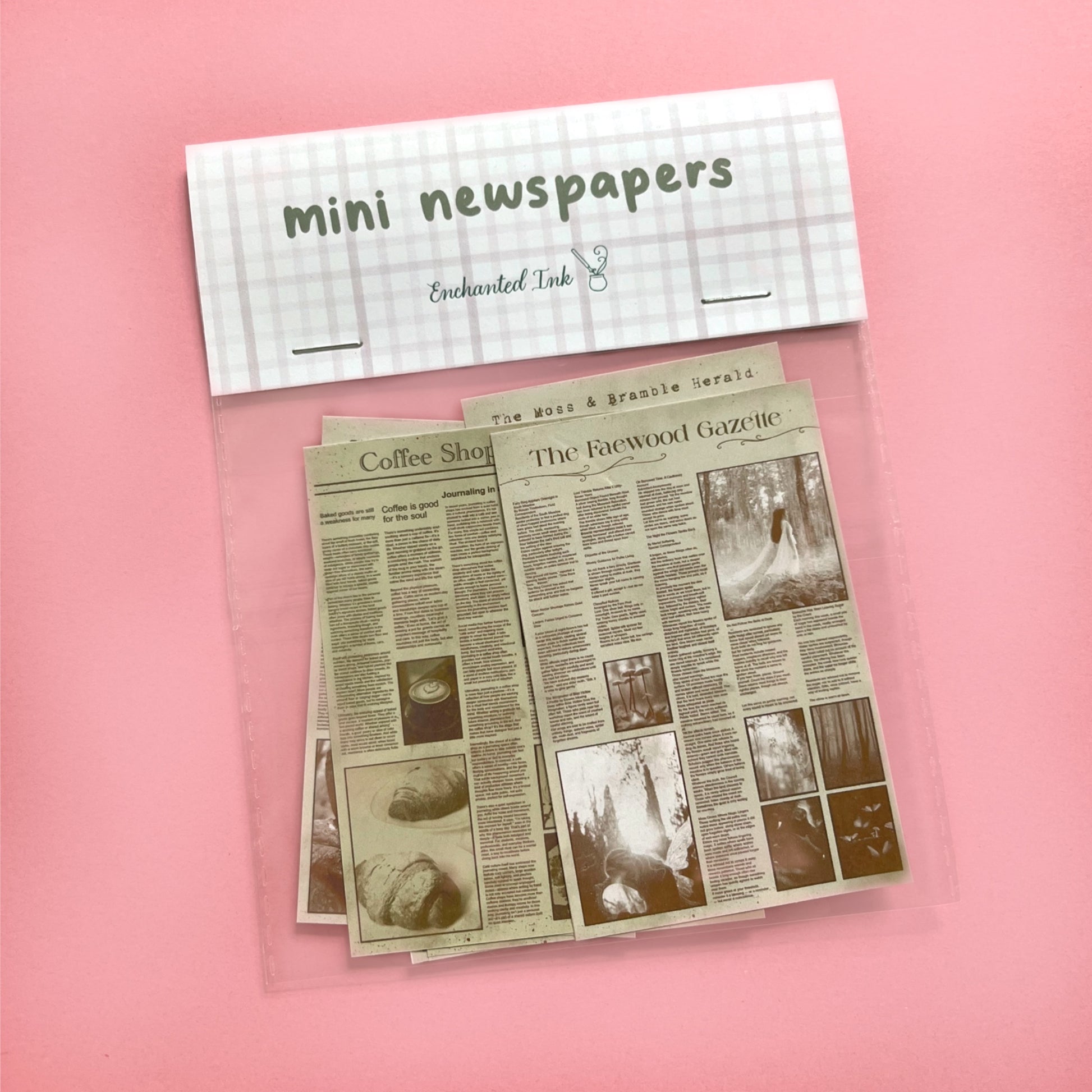 Mini aesthetic newspaper papers for journaling and scrapbooking