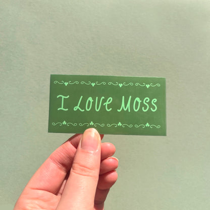 I Love Moss Vinyl Sticker | Whimsical Cottagecore Sticker