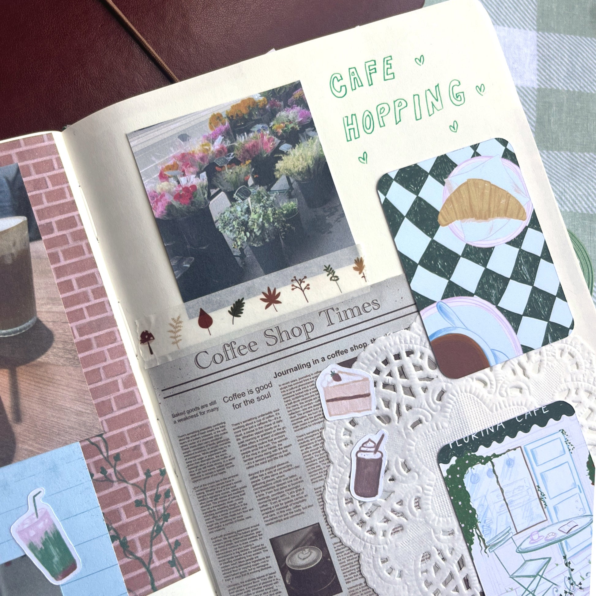 Woodland washi tape used in a nature-themed journal spread