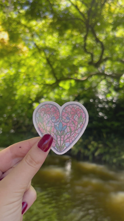 Stained Glass Heart Waterproof Sticker