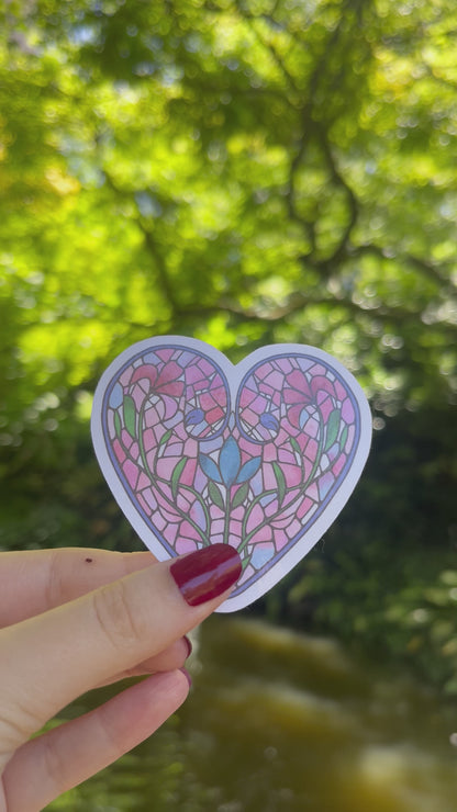 Stained Glass Heart Waterproof Sticker