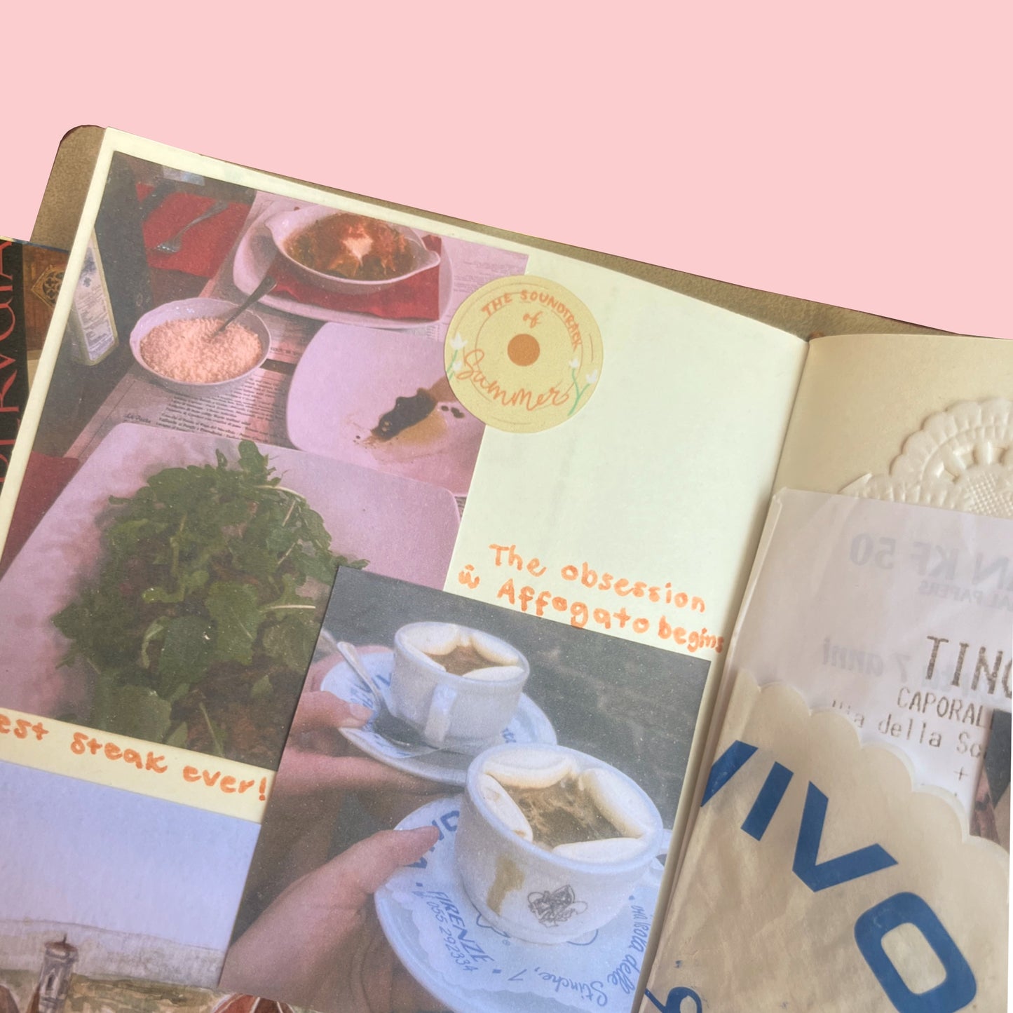 Music record stickers used in a creative journal spread