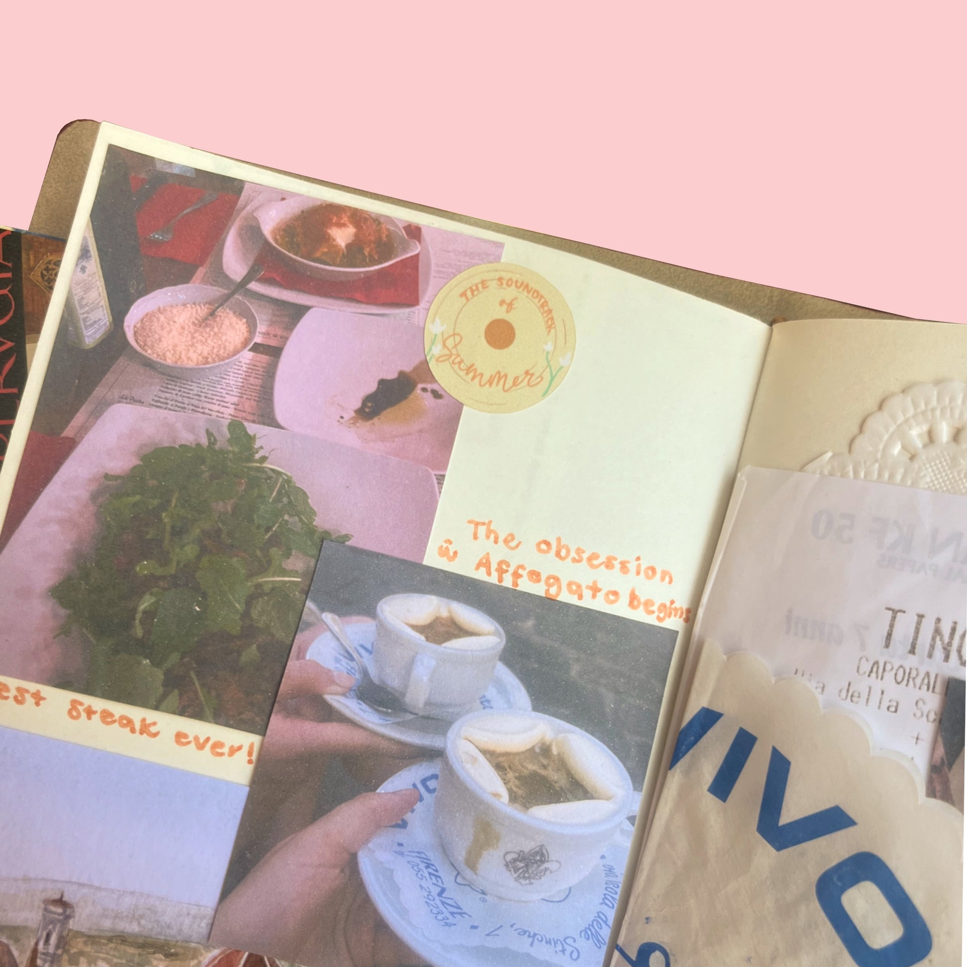 Music record stickers used in a creative journal spread