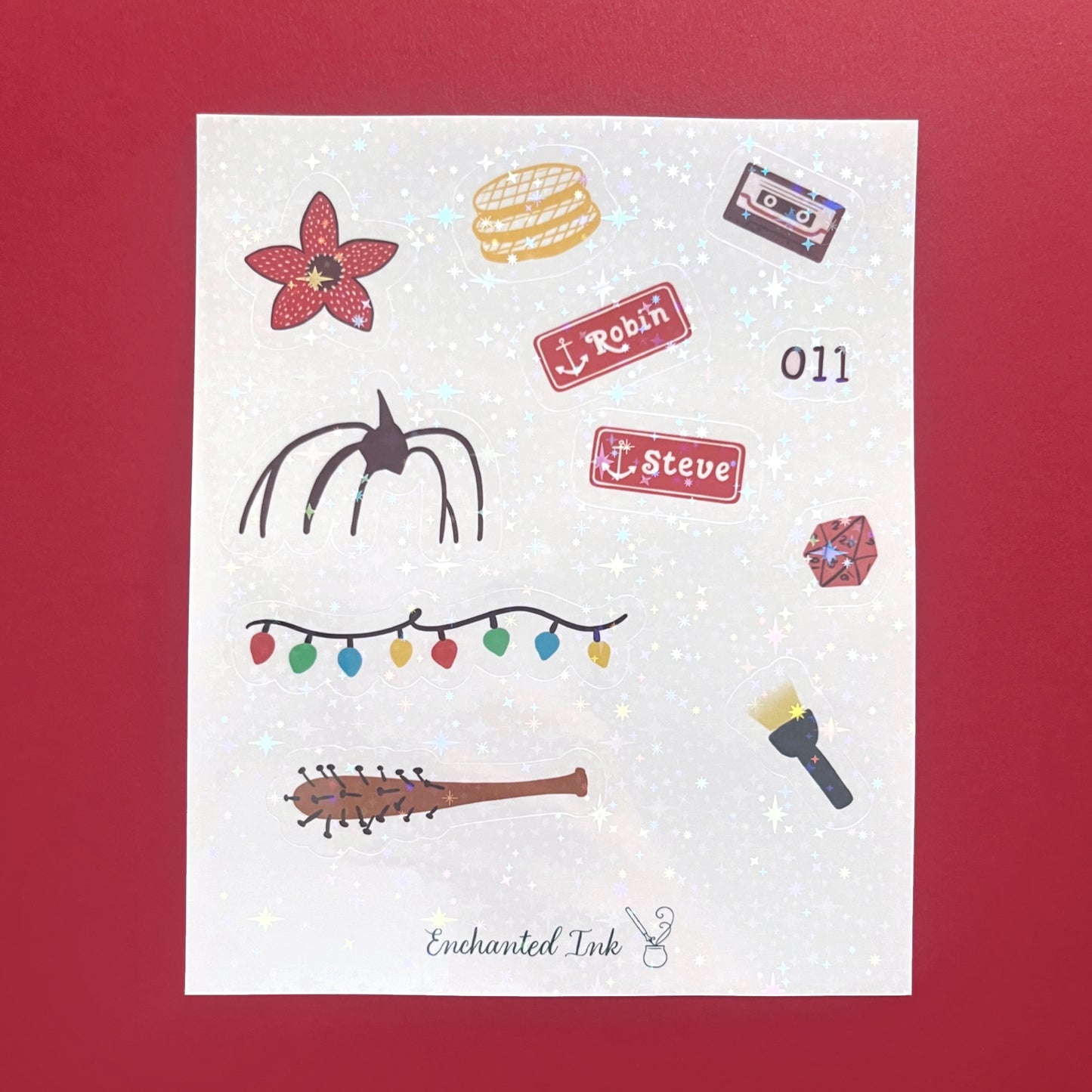 Retro 80s mystery holographic sticker sheet for journals and planners