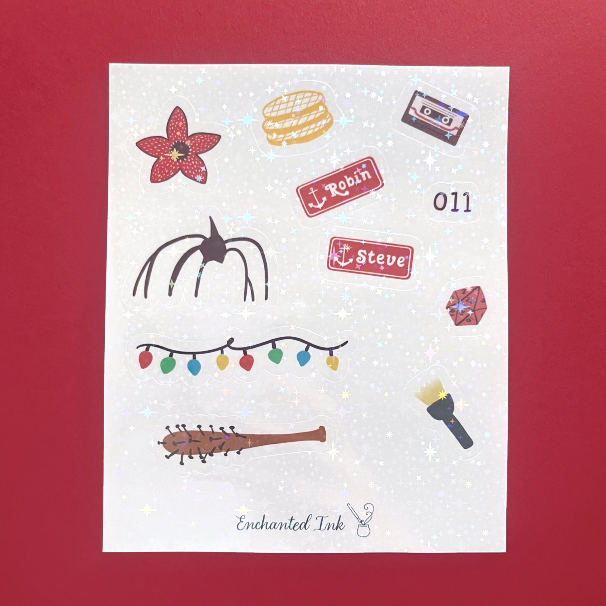 Retro 80s mystery holographic sticker sheet for journals and planners